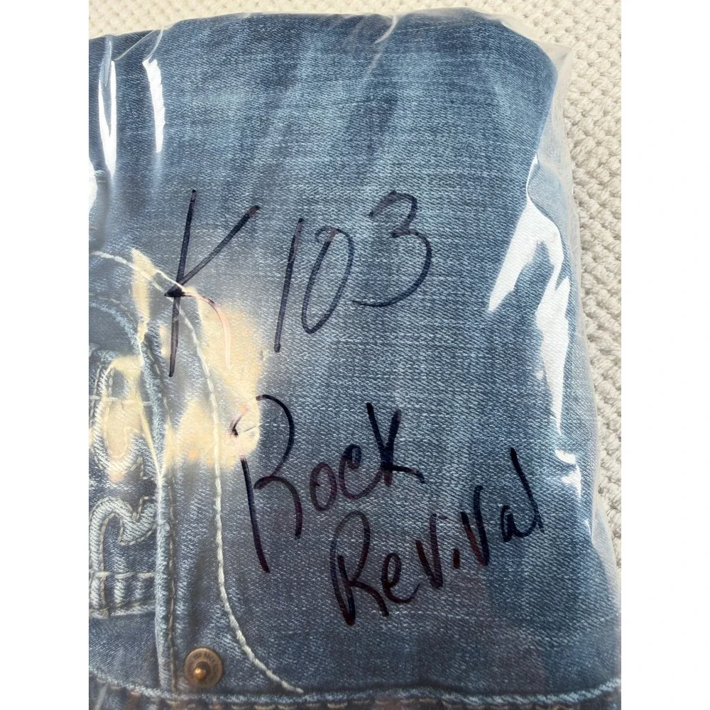 Rock Revival Muna Mid-Rise Skinny Jeans Blue Embroidered Pockets 27